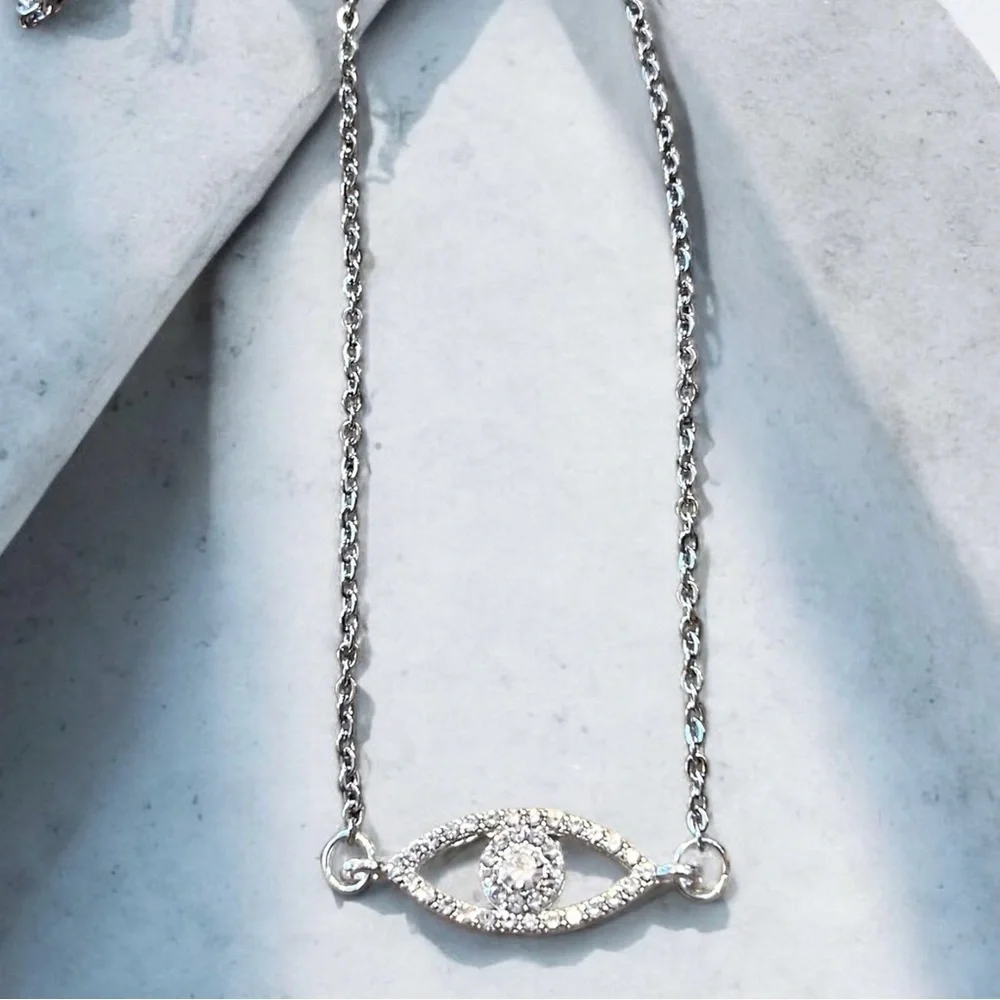 Sparkling Evil Eye Necklace 17.5” Protects you or loved ones from harm